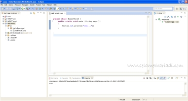 Hello World dengan Java di Eclipse www.SelametHariadi.com